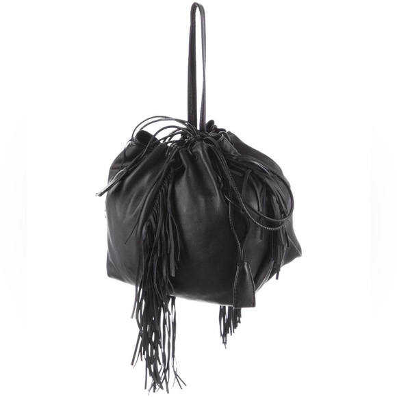 kara Handbags - Kara Black Fringe mini Bucket Bag